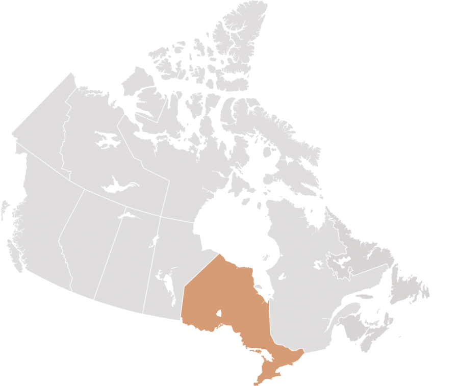 Canadian map with Ontario highlighted for Blaney McMurtry