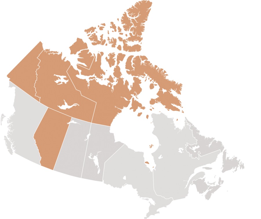 Canadian map with Alberta and Northwest Territories highlighted for CMB lawyers