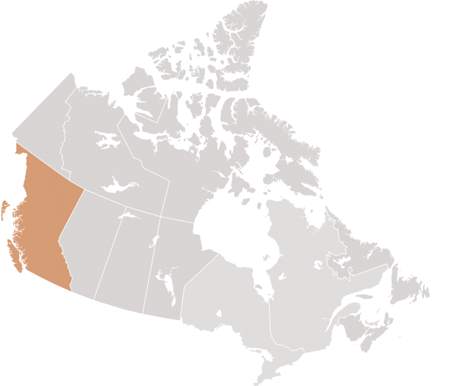 Canadian map with British Columbia highlighted for Lindsay