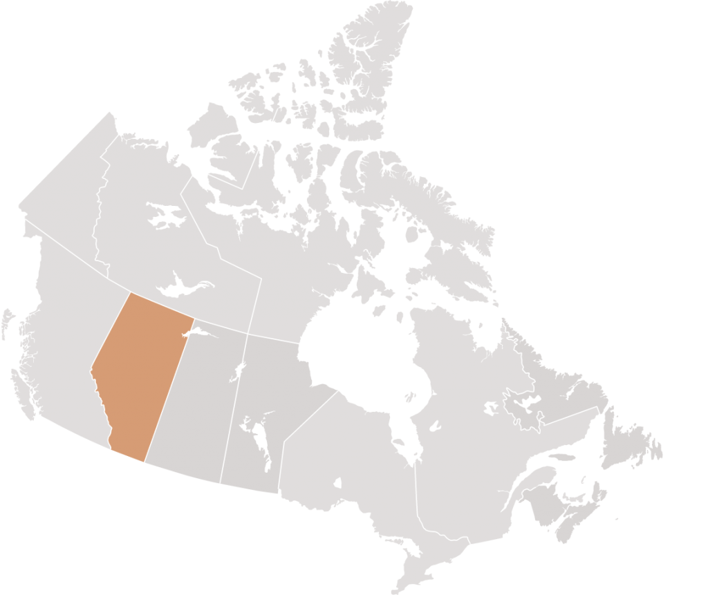Canadian map with Alberta highlighted for Scott Venturo Rudakoff